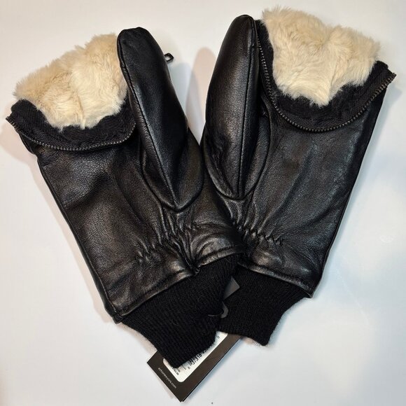 NWT Echo Zip Top Faux Fur Leather Mitten L/XL Black - Picture 3 of 6
